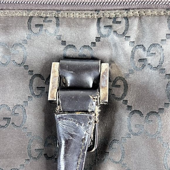 VTG Gucci Boston Monogam Duffle Brown Nylon Weekend/Travel Bag Unisex Y2K Rare - Picture 12 of 16